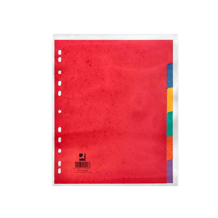 Q-connect Juego de 6 separadores cartulina brillo DIN A4+ multitaladro 9