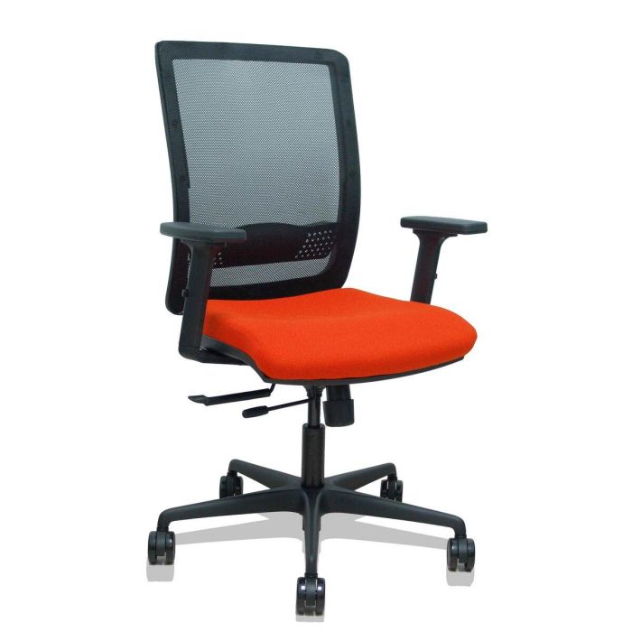 PIQUERAS Y CRESPO Silla Haches traslack malla negra asiento bali naranja oscuro brazos 2D ruedas 65mm PIQUERAS Y CRESPO Silla Haches traslack malla negra asiento bali naranja oscuro brazos 2D ruedas 65mm