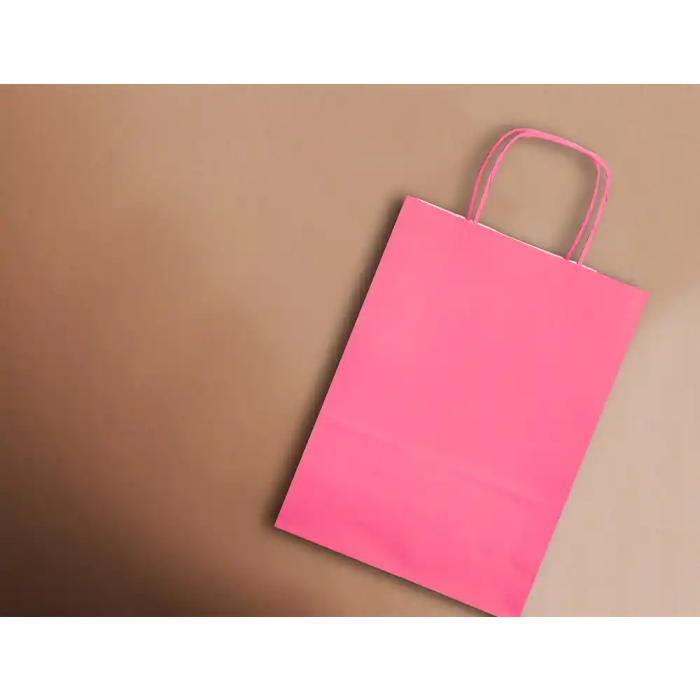 Q-connect Bolsa Papel Celulosa Rosa M con Asa Retorcida 270x370x120 mm (Paquete de 25) 8