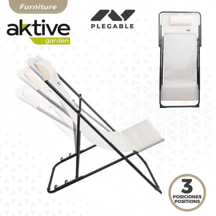 Tumbona reclinable Aktive Blanco 53 x 87 x 78 cm (4 Unidades) 4 Tumbona reclinable Aktive Blanco 53 x 87 x 78 cm (4 Unidades) 4