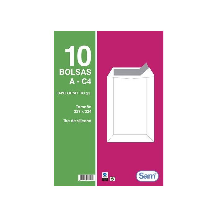 Sobre-Bolsa Sam 229X324 Blanco 100G (Silicona) Paquete De 10 (Set de 25)
