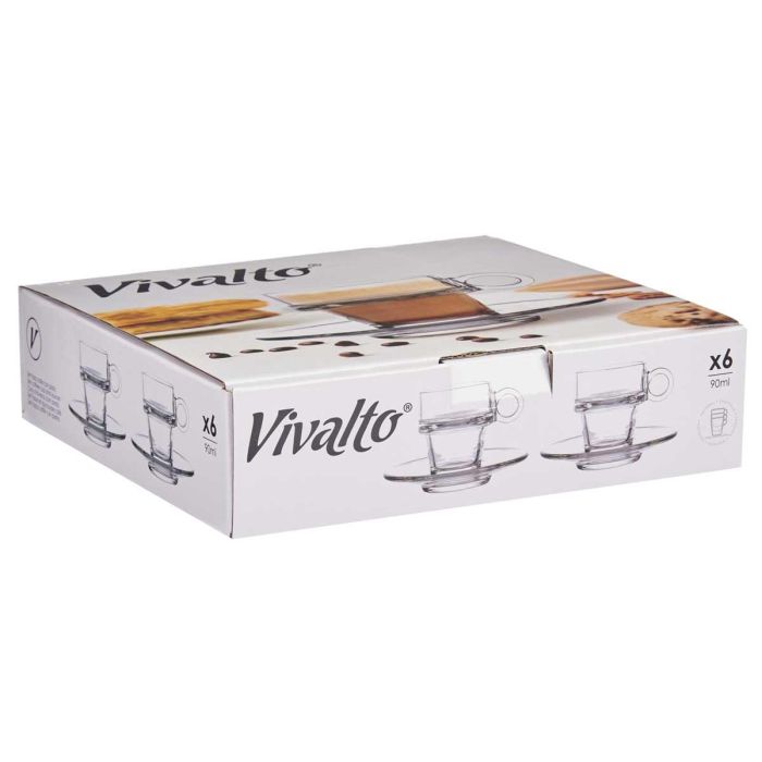 Taza Vidrio Cafe 90Ml Con Plato Vivalto 8X6CM (24 Unidades) 2 Taza Vidrio Cafe 90Ml Con Plato Vivalto 8X6CM (24 Unidades) 2