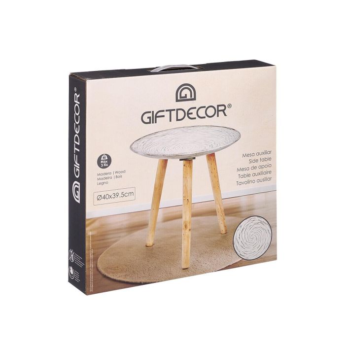 Giftdecor Mesa Auxiliar Decorativa de Madera de Eucalipto con Diseño Espiral 40x40x39 cm para Hogar, en Tonos Blanco y Madera (6 Unidades) 1 Giftdecor Mesa Auxiliar Decorativa de Madera de Eucalipto con Diseño Espiral 40x40x39 cm para Hogar, en Tonos Blanco y Madera (6 Unidades) 1