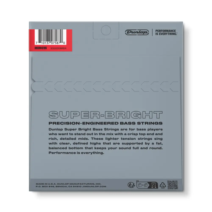 Dunlop Juego Cuerdas Bajo Nickel Super Bright Medium 45-105 1