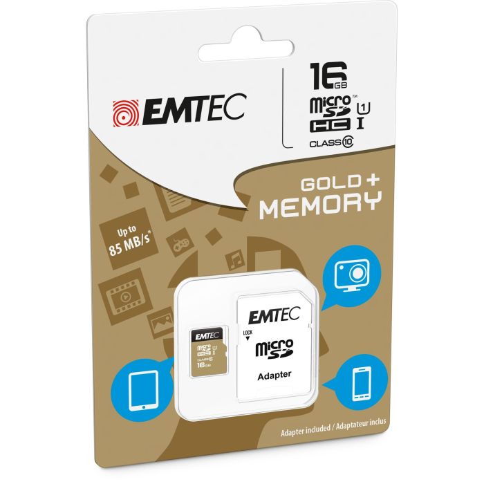 CARD Emtec m16GB UHS-I U1 EliteGold + Adapter 1 CARD Emtec m16GB UHS-I U1 EliteGold + Adapter 1