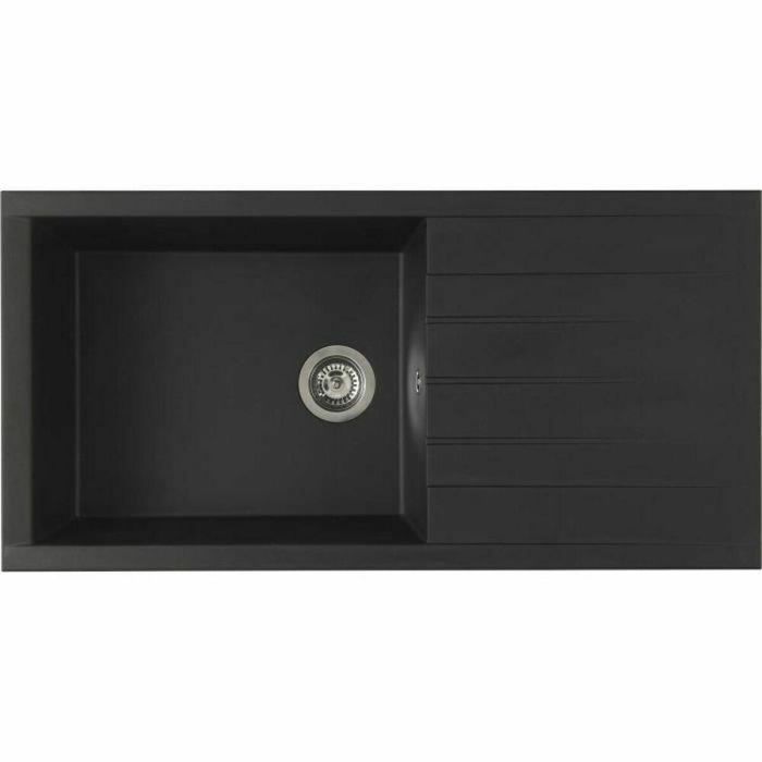 Stradour SMC BLACK STRAW - 06 Fregadero encastrado CUBE 1 bandeja 100x50 cm con vaciado manual, no perforado, tapón Ø90 y desagüe de cesta.