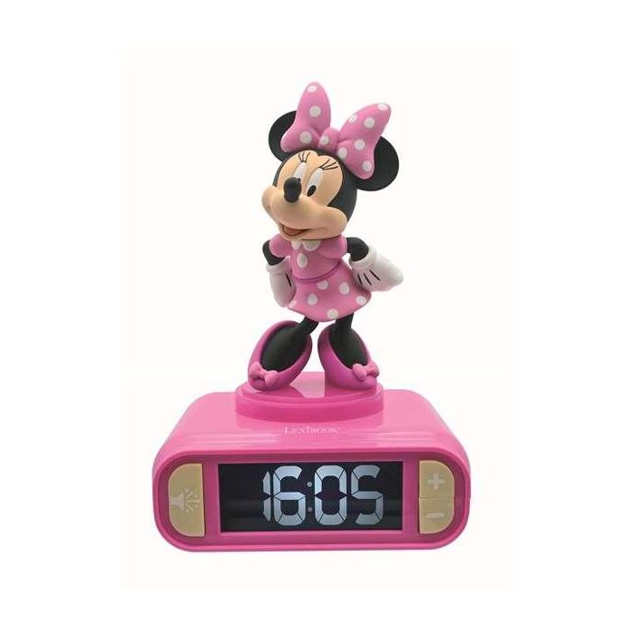 Lexibook Despertador Digital con Luz Nocturna 3D de Minnie y Efectos de Sonido