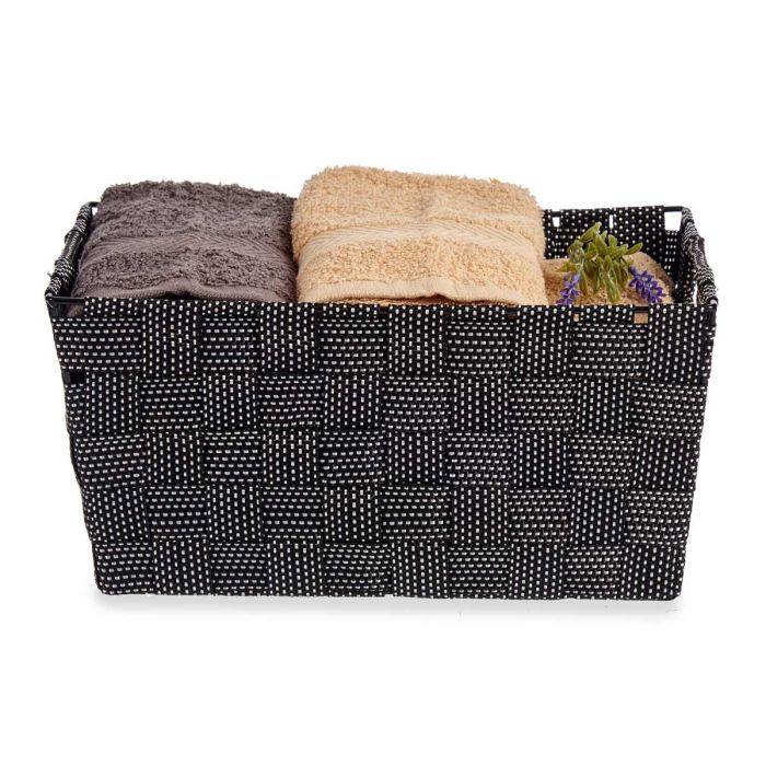 Kipit Cesta de Tela Cónica Rectangular con Asas Mediana Negro 30x14x20 cm (Set de 18) 4