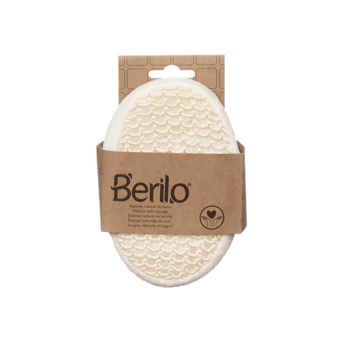 Esponja Ovalada Trenzada con Asa Natural Berilo 11x15x5 cm - Sisal, Espuma, Poliéster - Blanco/Beige (24 Unidades) 1