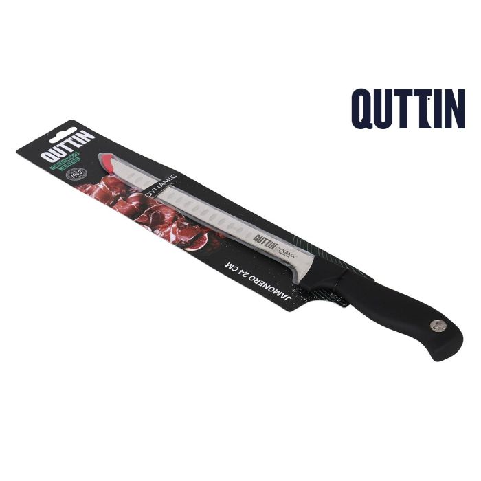 Quttin Cuchillo Jamonero Dynamic de Acero Inoxidable 24 cm - Ideal para Cortar Jamón en lonchas Finas (8 Unidades)