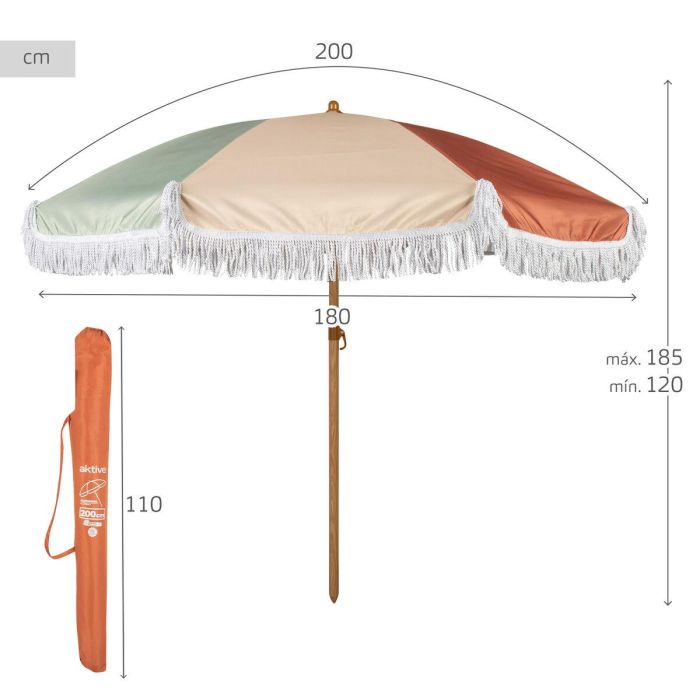 Sombrilla de playa Aktive Ø 200 cm 200 x 185 x 200 cm (4 Unidades) 3 Sombrilla de playa Aktive Ø 200 cm 200 x 185 x 200 cm (4 Unidades) 3