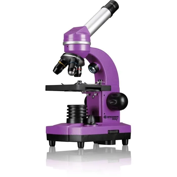Bresser Microscopio SEL 40x-1600x Kit Experimentos Junior para Estudiantes, Violeta BRE4007922053547 3