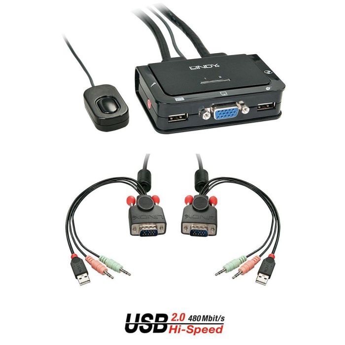 Lindy 2 Port VGA, USB 2.0 & Audio Cable KVM Switch Lindy 2 Port VGA, USB 2.0 & Audio Cable KVM Switch