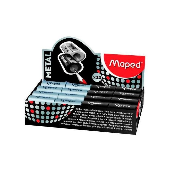 Maped Afilalápices Satellite 1 Agujero Plata-Negro Surtidos Expositor 32 Unidades Maped Afilalápices Satellite 1 Agujero Plata-Negro Surtidos Expositor 32 Unidades