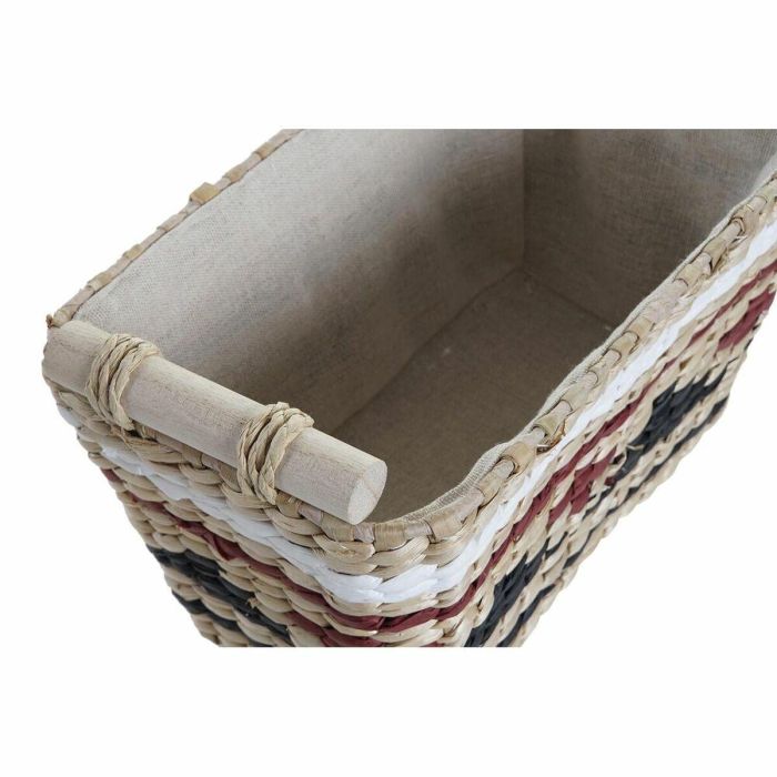 DKD Home Decor Cesta Colonial Natural Granate Set de 3 Piezas Fibra Poliéster 27x24x39 cm 1