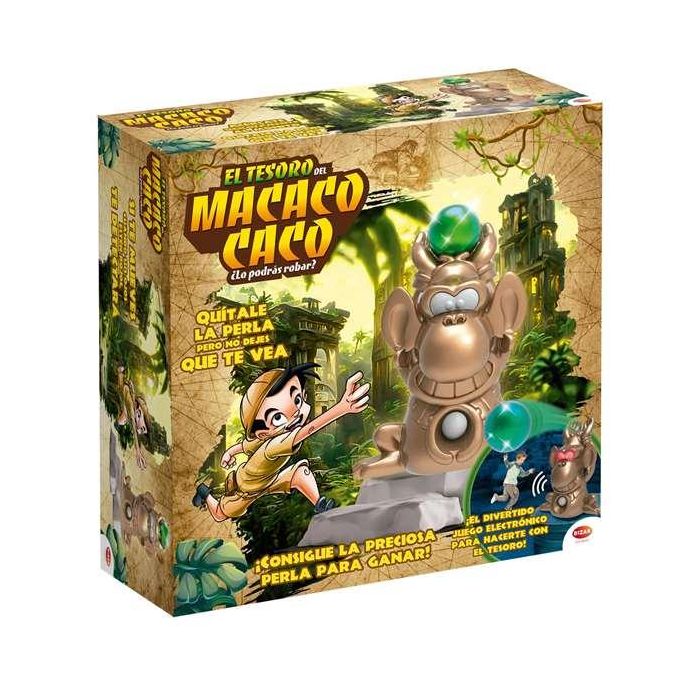 Bizak 64011320 El Tesoro De Macaco Caco, juego de mesa de habilidad con luces y sonidos, +6 años