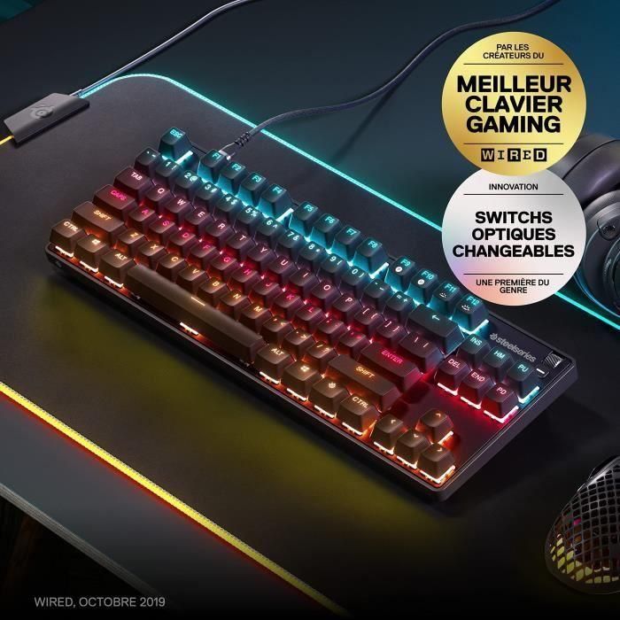 Teclado para juegos - AZERTY - STEELSERIES - Apex 9 TKL FR - Sin teclado numérico - Retroiluminado - Negro 3