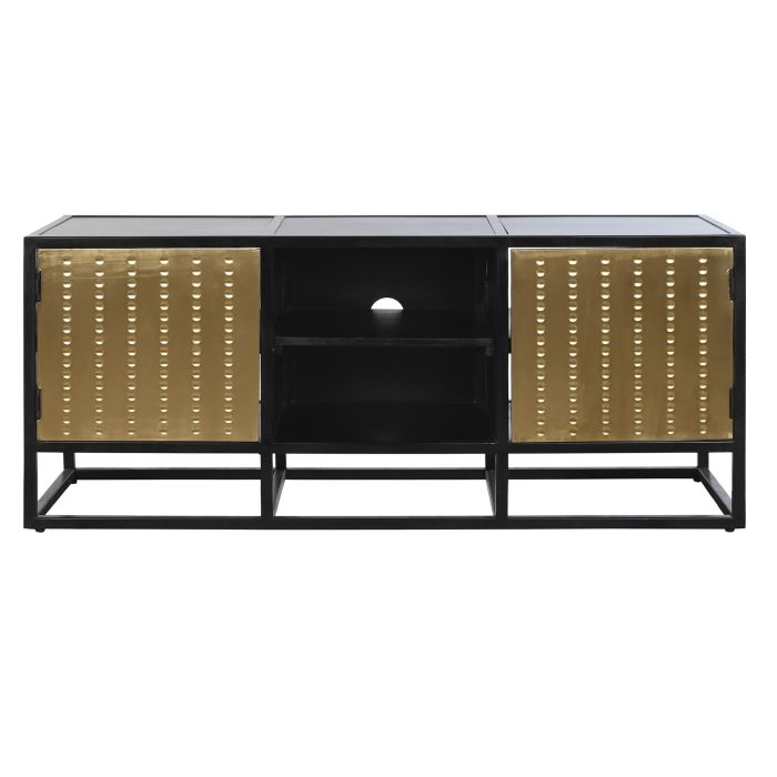 DKD Home Decor Mueble TV Negro Dorado de Madera y Metal, 120x37x50 cm 4 DKD Home Decor Mueble TV Negro Dorado de Madera y Metal, 120x37x50 cm 4