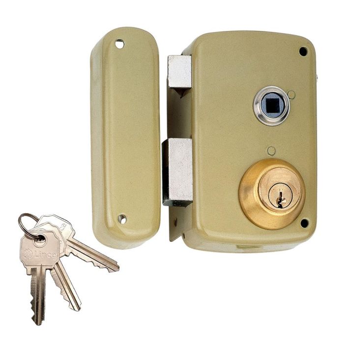 Lince Cerradura sobreponer con cilindro 5056b, entrada 60mm, mano izquierda 95056bhe60i, cierre picaporte, tubo defensa giratorio, 3 llaves serreta 0 Lince Cerradura sobreponer con cilindro 5056b, entrada 60mm, mano izquierda 95056bhe60i, cierre picaporte, tubo defensa giratorio, 3 llaves serreta 0