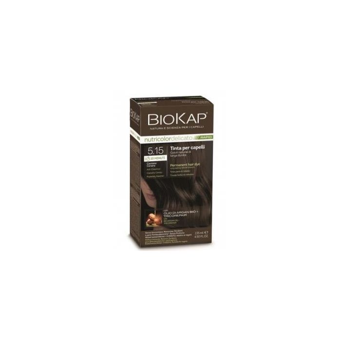 Biokap 5.15 Tinte Rapid Castaño Ceniza Tubo 140Gr. Color Natural Brillante Sin Amoniaco y Fragancia Vegano
