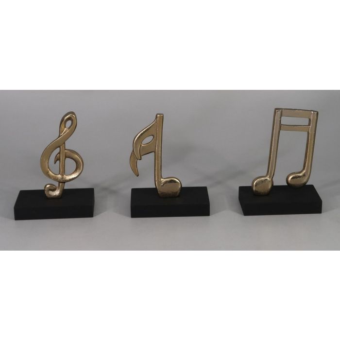 DKD Home Decor Decoración Moderna Nota Musical Dorada Negra Aluminio MDF 7 x 15 x 12 cm (6 Unidades)