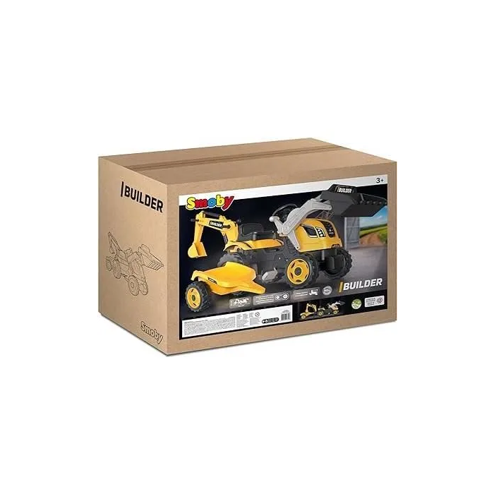 Smoby Tractor de Pedales Max Builder con Remolque, Pala y Cargador - Naranja SMO3032167103048 3