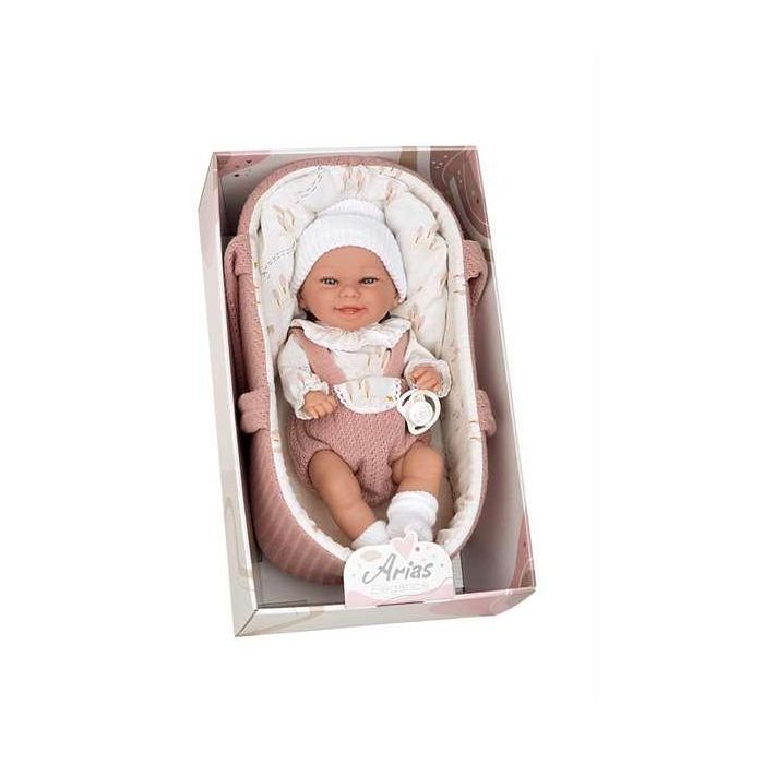Muñecas Arias Muñeca Elegance Babyto 33 cm Rosa con Capazo Cuerpo Vinyl (Niña) para 3+ años
