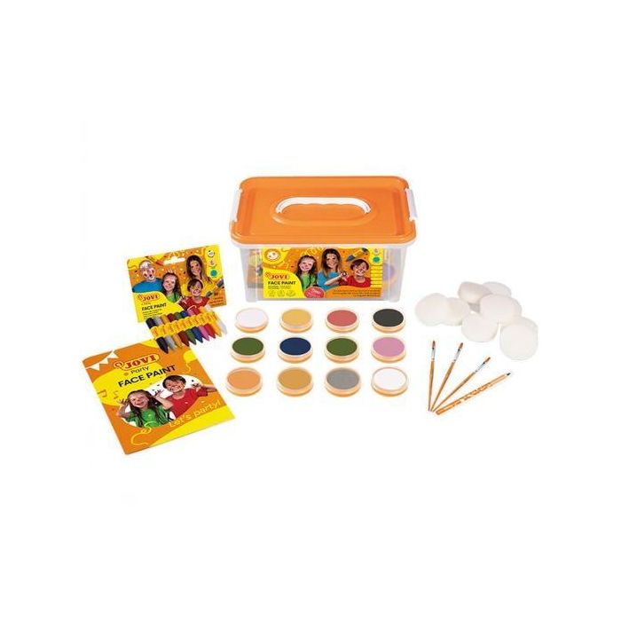 Jovi Art.176 Maquillaje Baúl Escolar, 12 Botes Surtidos 8 mL, con Lápiz Cosmético, Esponjas, Pinceles y Guía