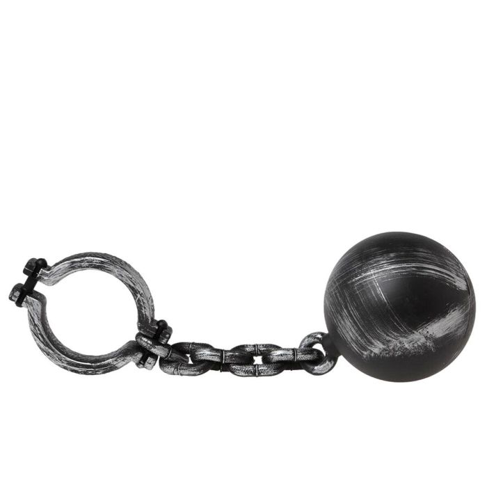 Bola con Cadena Negra 55 cm para Disfraz de Prisionero, Zombie o Monstruo - Accesorio Halloween Temático