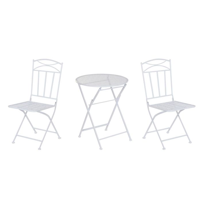 Mesa Terraza Y Jardin DKD Home Decor Blanco 60 x 70 x 60 cm Set de 3 4