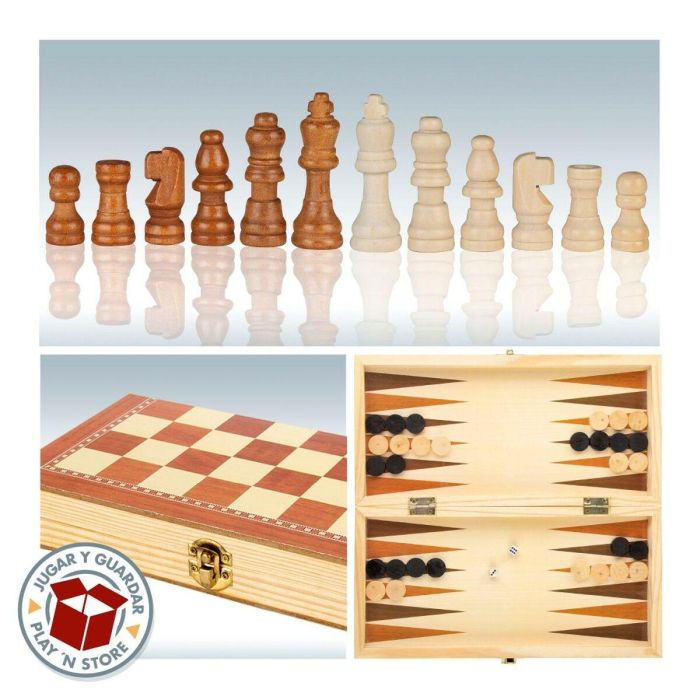 Tablero de Ajedrez y Damas CB Games Madera Backgammon (6 Unidades) 3 Tablero de Ajedrez y Damas CB Games Madera Backgammon (6 Unidades) 3