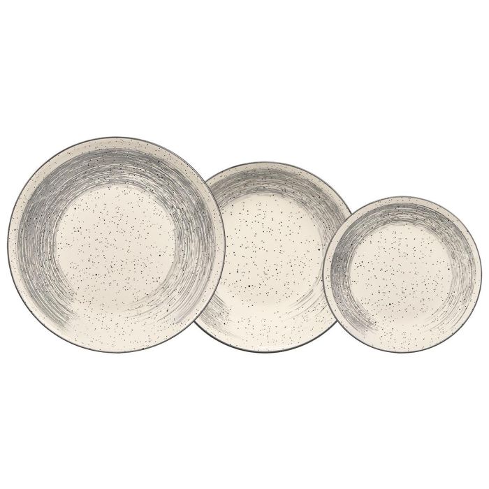 Vessia Vajilla 12 Piezas Patinada Gris y Blanco de Cerámica (Porcelana) (Set de 2)