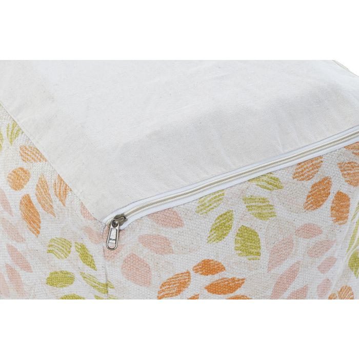 DKD Home Decor Cojín Suelo Shabby de Poliéster con Diseño Hojas, Multicolor Beige, 40x40x40 cm con Cremallera 3 DKD Home Decor Cojín Suelo Shabby de Poliéster con Diseño Hojas, Multicolor Beige, 40x40x40 cm con Cremallera 3