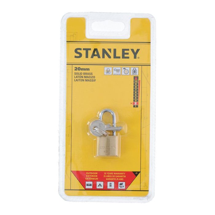 Stanley Candado de arco 20mm con 3 llaves de serreta