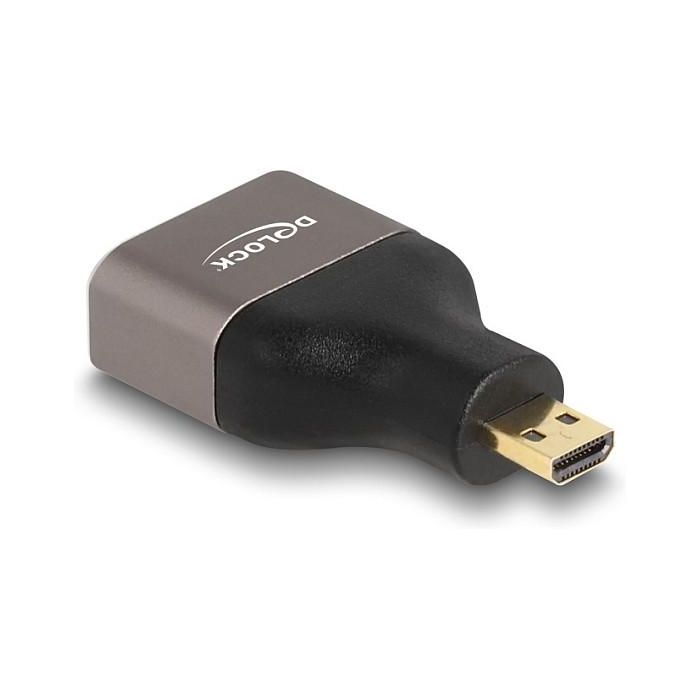 DeLOCK Adaptador HDMI Micro-D Macho a HDMI Hembra 8K 60 Hz, Color Gris Metal, Resolución 7680x4320 1 DeLOCK Adaptador HDMI Micro-D Macho a HDMI Hembra 8K 60 Hz, Color Gris Metal, Resolución 7680x4320 1
