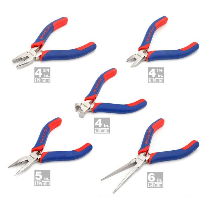 Workpro Juego de Alicates Miniatura 5 Piezas Acero Carbono Forjado Mango Bimaterial 1 Workpro Juego de Alicates Miniatura 5 Piezas Acero Carbono Forjado Mango Bimaterial 1