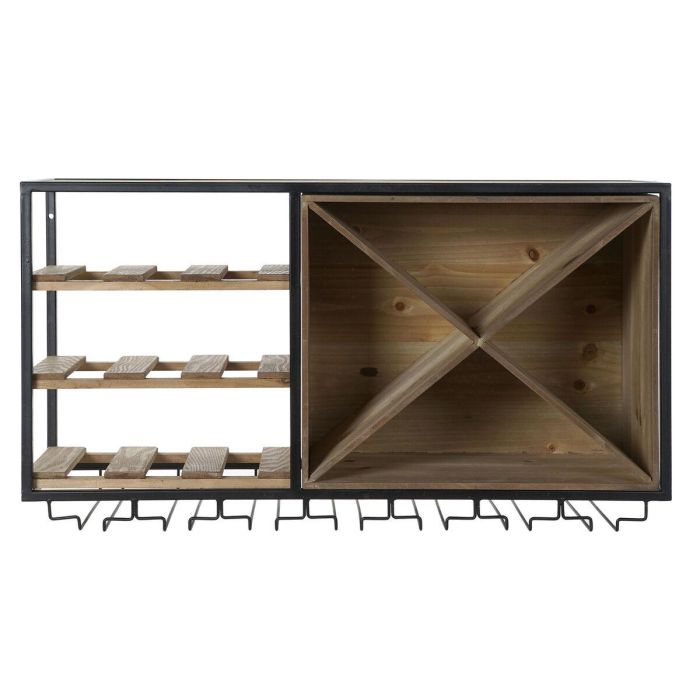 DKD Home Decor Botellero Vintage Madera y Metal Natural Negro 24x44x80 cm con 3 Estantes 3 DKD Home Decor Botellero Vintage Madera y Metal Natural Negro 24x44x80 cm con 3 Estantes 3