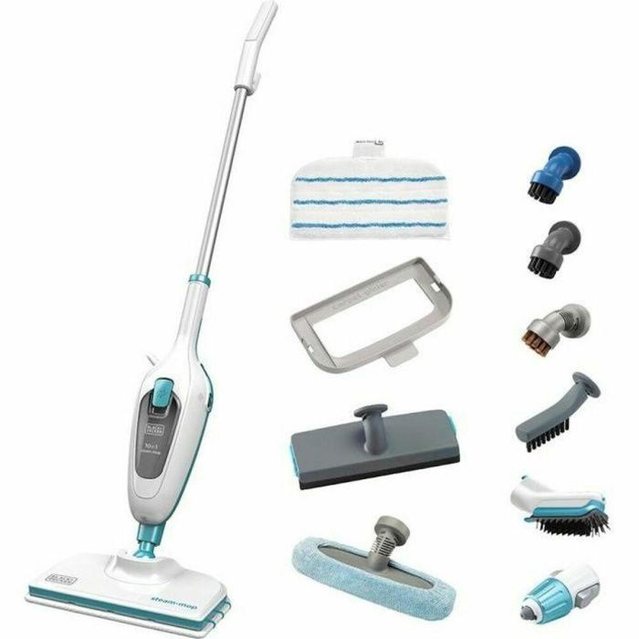 Black + Decker FSMH13E10-QW Trapeador a Vapor con Limpiador de Manos 1300W, 10 Accesorios, Desinfecta sin Químicos