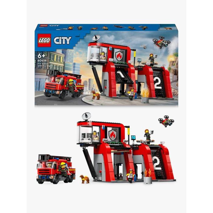 LEGO 60414 City Set de Construcción Estación de Bomberos y Camión de Bomberos con Figura de Perro y 5 Minifiguras 13