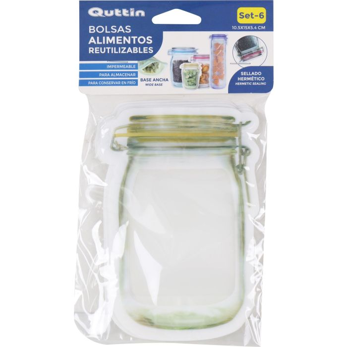 Set de 6 bolsas reutilizables para alimentos Quttin 10.5x (36 Cajas) 1 Set de 6 bolsas reutilizables para alimentos Quttin 10.5x (36 Cajas) 1