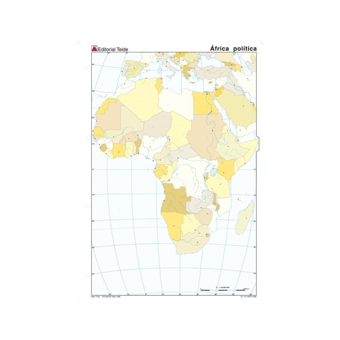 Mapa Mudo Color Din A4 Africa Politico 100 unidades 1