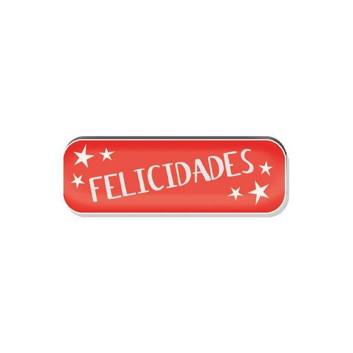 Etiquetas Regalo Adh. Holograficas Rollo 250 Uds. 45X15 Felicidades Rojo
