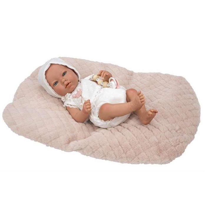 Muñecas Arias Muñeca Reborn Arias 38 cm Maitane Rosa con Manta para Niños de 3 Años, Idioma Español