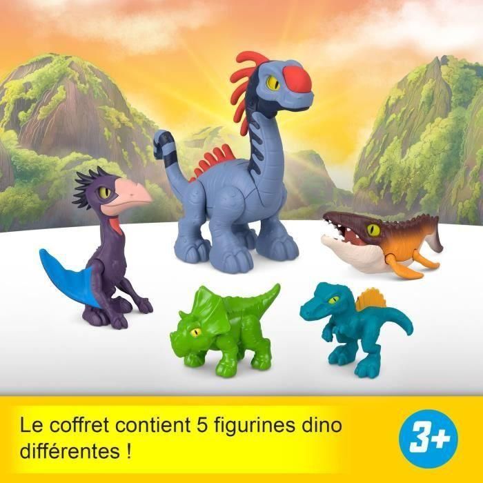 Imaginext Jfr25 Pack Figuras Dinosaurios Jurassic World: El Renacer, 6 Figuras Acción, 1 Humano, 5 Dinosaurios, Lanzador Proyectil, +3 Años 1