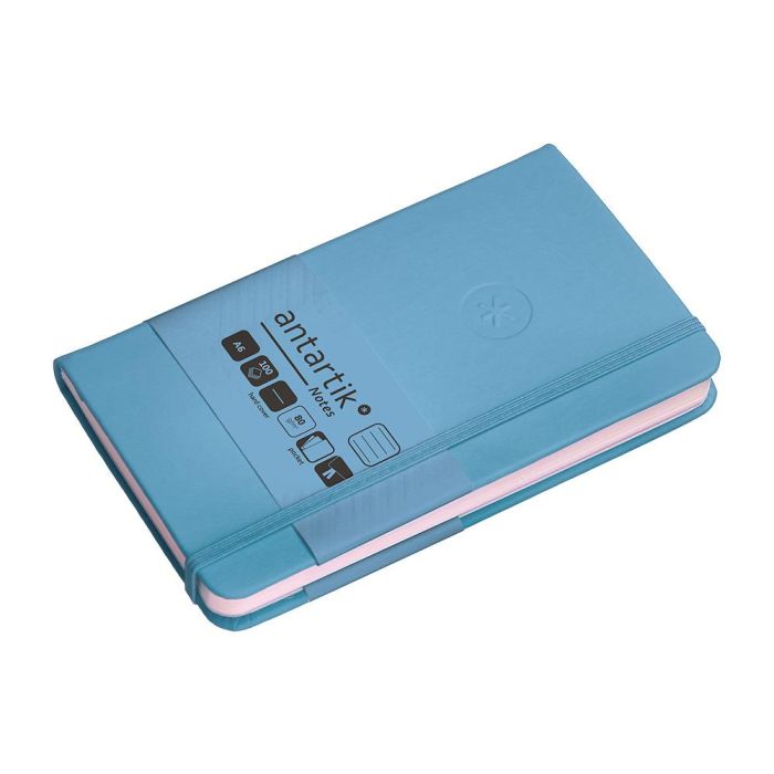 Cuaderno Con Gomilla Antartik Notes Tapa Dura A6 Hojas Rayas Azul Claro 100 Hojas 80 gr Fsc 5