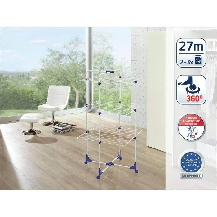 Secadora de ropa - LEIFHEIT - Tower 270 - 81454 - Tendedero de torre - Tendedero con ruedas - Posibilidad de semiapertura - 27 m - Blanco 2
