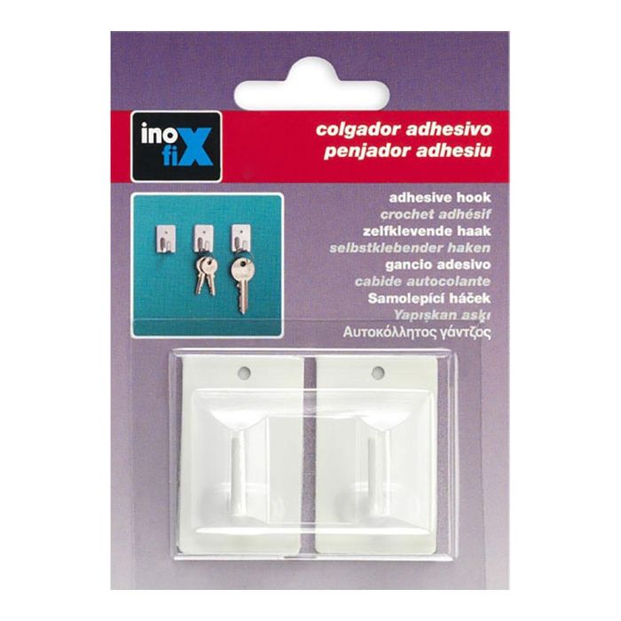 Inofix Colgador Adhesivo Blanco 2040-2-000 (Blister 2 Unid.) Acero Inoxidable 41x25x17mm 1