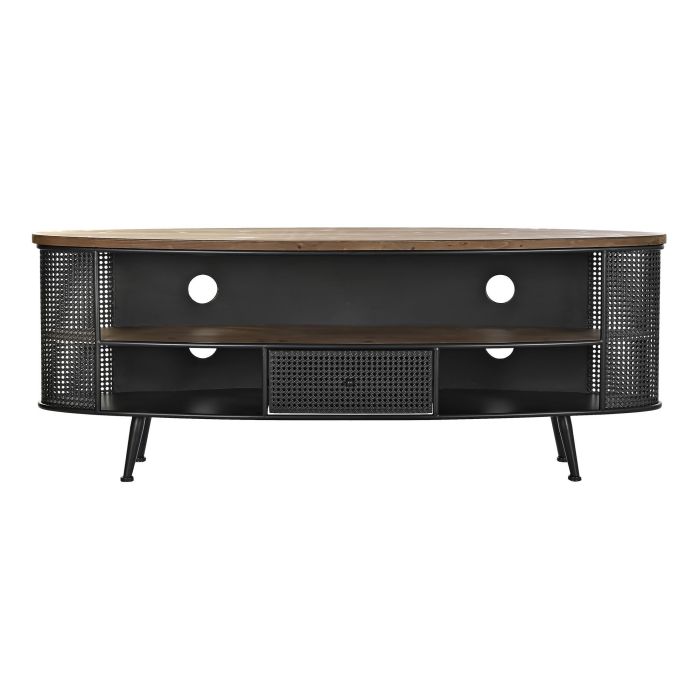 DKD Home Decor Mueble TV Loft Negro Marrón Abeto Metal 150x39x58 cm con 1 Cajón y 1 Estante Desmontable 4 DKD Home Decor Mueble TV Loft Negro Marrón Abeto Metal 150x39x58 cm con 1 Cajón y 1 Estante Desmontable 4