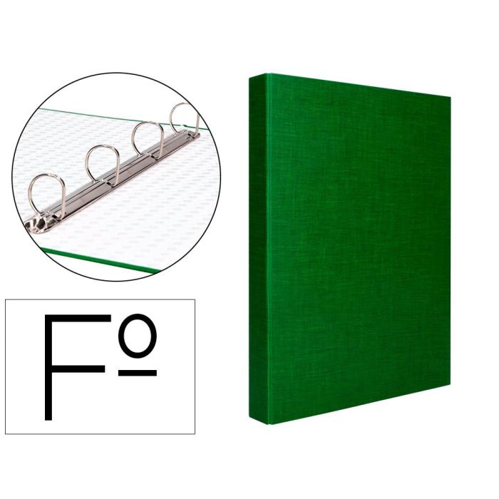 Carpeta De 4 Anillas 25 mm Mixtas Liderpapel Folio Cartonforrado Paper Coat Verde