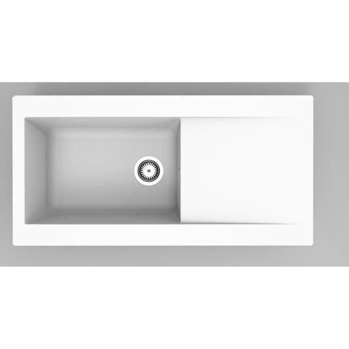 STRADOUR Fregadero empotrado de resina Lierra 1000x500mm 1 cubeta grande - Blanco - Fabricación francesa STRADOUR Fregadero empotrado de resina Lierra 1000x500mm 1 cubeta grande - Blanco - Fabricación francesa
